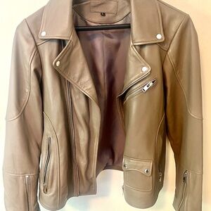 New Mens Bolongaro Trevor Olive Leather Moto Jacket L Sheep